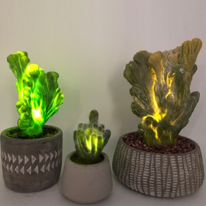 LED Kunstmatige Cactus In Decoratieve Glazen Pot Faux Succulente Decoratie